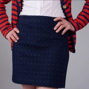 J. Crew Navy Exploded Eyelet Lined Mini Skirt